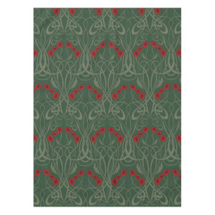 Art Nouveau Geometric Poppies and Sinuous Stems Tablecloth