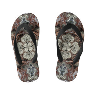 Art nouveau geometric vintage pattern kid's flip flops