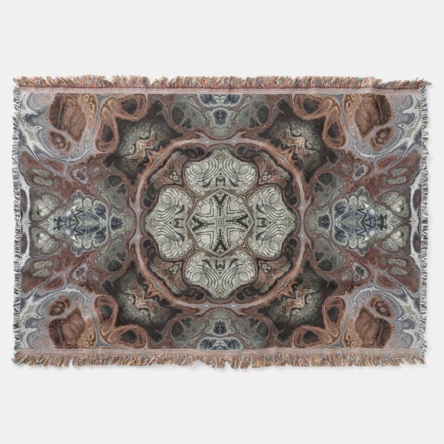 Art nouveau geometric vintage pattern  throw blanket (Front)