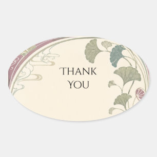 Art Nouveau Ginkgo Leaf Botanical Sticker