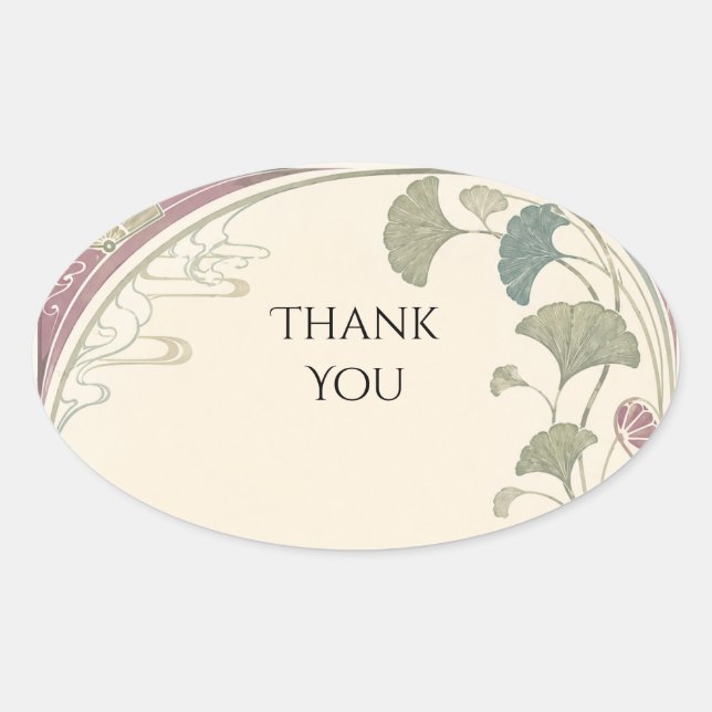 Art Nouveau Ginkgo Leaf Botanical Sticker (Front)