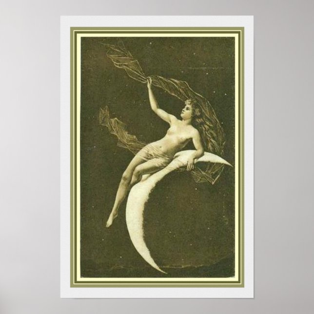 Art Nouveau Girl on the Moon Poster 13 x 19 (Front)