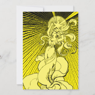 Art Nouveau Girl With Shining Star Holiday Card