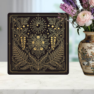 Art Nouveau Gold Botanical Celestial Illustration  Tile