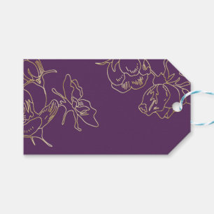 Art Nouveau Gold Flowers Gift Tags