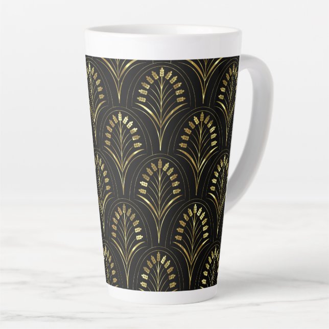 Art Nouveau Gold Flowers Latte Mug (Right Angle)