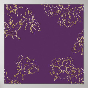 Art Nouveau Gold Flowers Poster