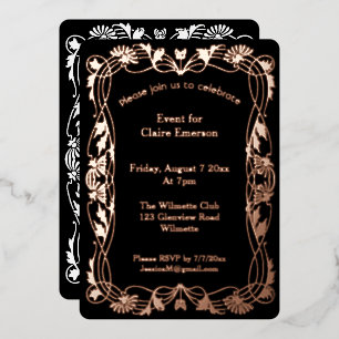 Art Nouveau Gold Foil Invitation Elegant Vintage