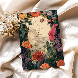 Art Nouveau Gold Frame Wedding Invitation