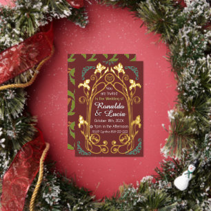 Art Nouveau Gold Green Botanical Invitation