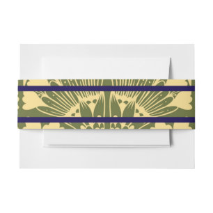 Art Nouveau Gold Green Botanical Invitation Belly Band