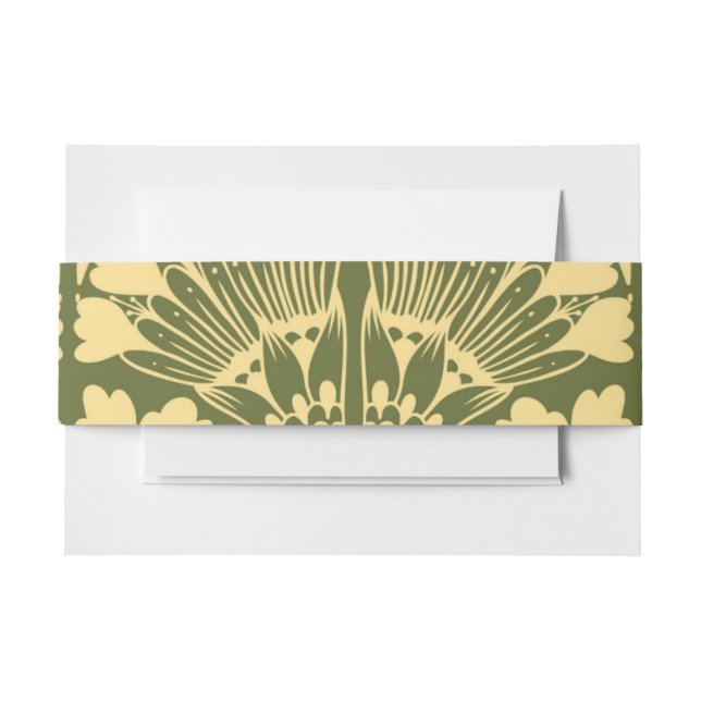 Art Nouveau Gold Green Botanical Invitation Invitation Belly Band (Front Example)