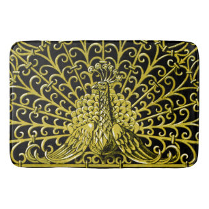 Art Nouveau Gold Peacock Bath Mat