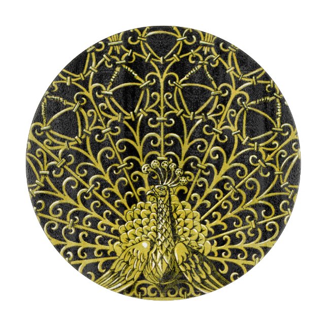Art Nouveau Gold Peacock Cutting Board (Front)