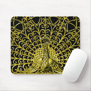 Art Nouveau Gold Peacock Mouse Mat