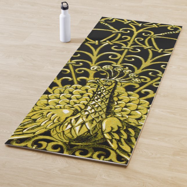 Art Nouveau Gold Peacock Yoga Mat (In Situ)