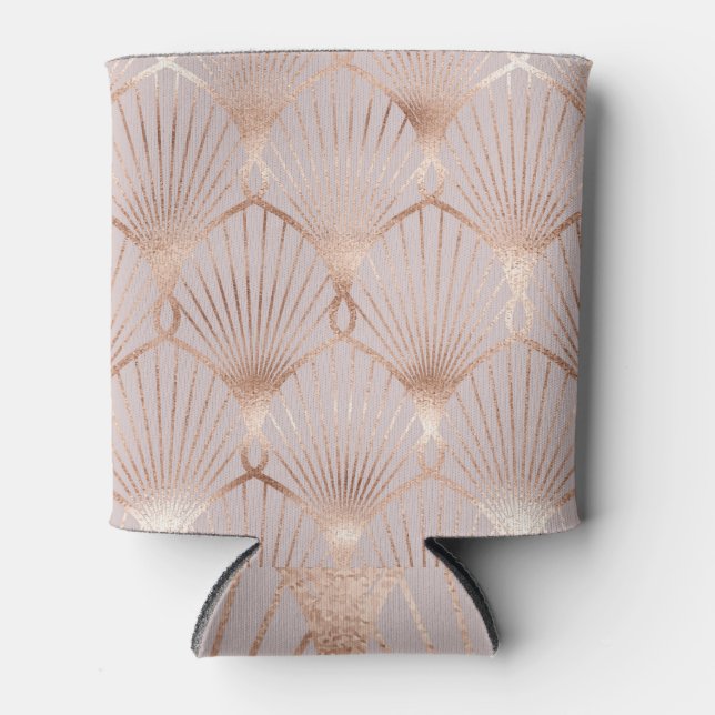 Art Nouveau Gold: Seamless Leaf Can Cooler (Front)