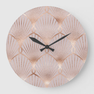 Art Nouveau Gold: Seamless Leaf Large Clock