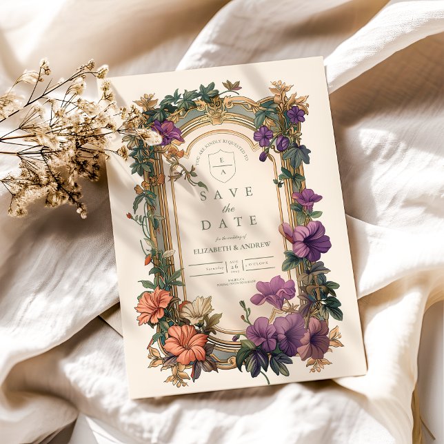 Art Nouveau Golden Arch Floral Wedding Save The Date (Creator Uploaded)