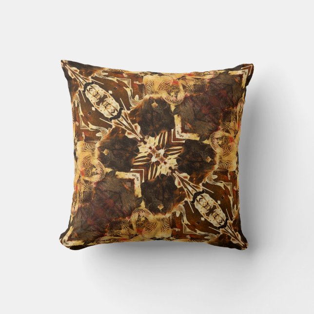 Art Nouveau: Golden Brown Vintage Cushion (Front)
