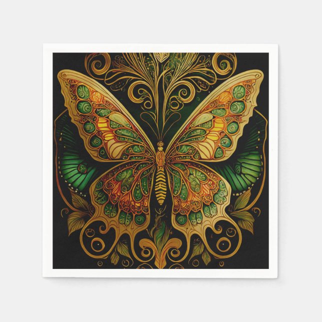 Art Nouveau Golden Butterfly Napkin (Front)