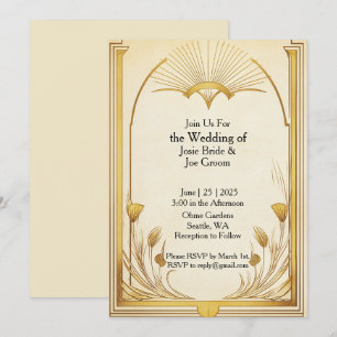 Art Nouveau golden wedding invitation. Invitation