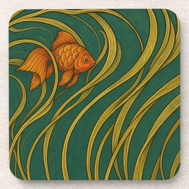 Art Nouveau Goldfish  Coaster (Front)