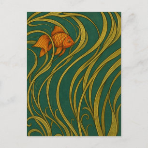 Art Nouveau Goldfish Folded Greeting Card