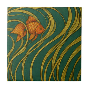 Art Nouveau Goldfish  Tile