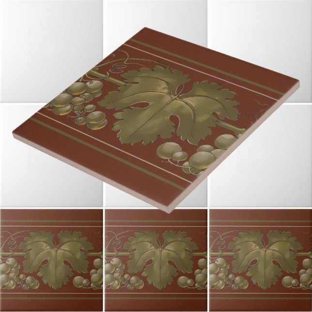 Art Nouveau Grapes on Grapevine Frieze Pattern Tile (Creator Uploaded)