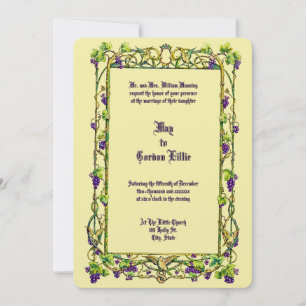 Art Nouveau Grapevine & Doves Border Wedding Invitation