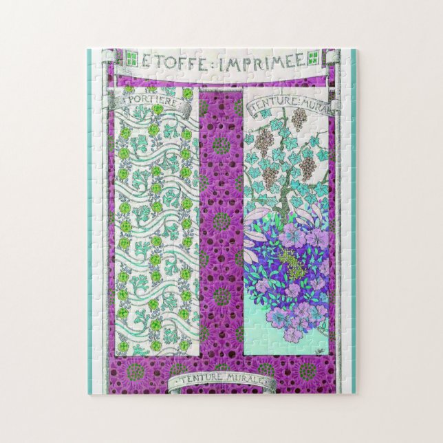 Art nouveau Grapevine floral vintage paper co Jigsaw Puzzle (Vertical)