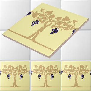 Art Nouveau Grapevines Stencil Frieze Pattern Tile
