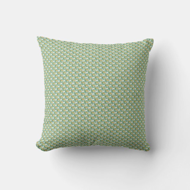 Art Nouveau Green Buttercup floral wallpaper Cushion (Front)