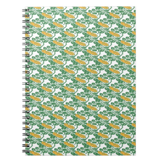 Art Nouveau Green Buttercup floral wallpaper Notebook (Front)