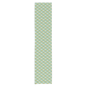 Art Nouveau Green Buttercup floral wallpaper Short Table Runner
