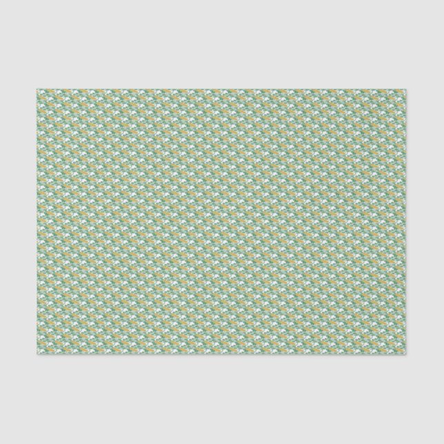 Art Nouveau Green Buttercup floral wallpaper Tissue Paper (Front)