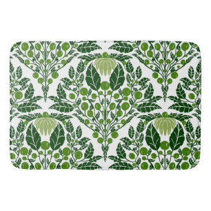 Art Nouveau Green–Vintage Floral Scallop  Bath Mat