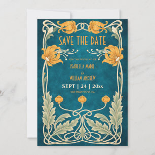 Art Nouveau Green Wedding Save Date Save The Date