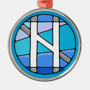 Art Nouveau Hagalaz Rune of Transformation Metal Tree Decoration