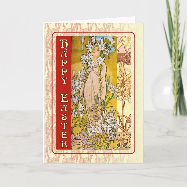 Art Nouveau Happy Easter Holiday Card (Front)