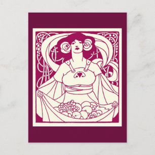 Art Nouveau Harvest Maiden Illustration Vintage Postcard