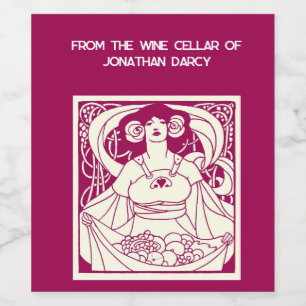 Art Nouveau Harvest Maiden Illustration Vintage Wine Label