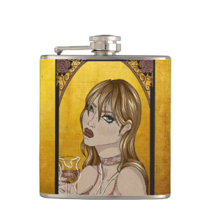 Art Nouveau Hip Flask