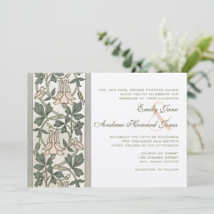 Art Nouveau HoneySuckle Pink Wedding Invitation