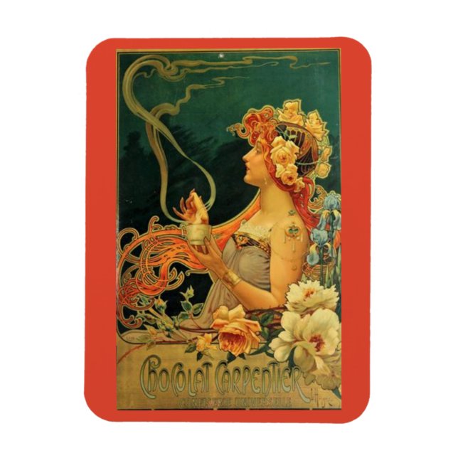 Art nouveau hot chocolate floral advertisement  magnet (Vertical)