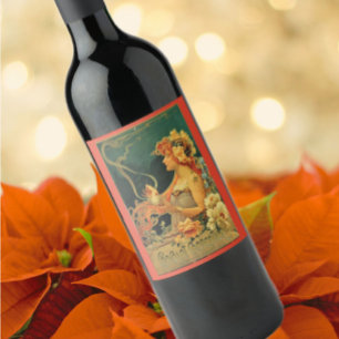 Art nouveau hot chocolate floral advertisement  wine label