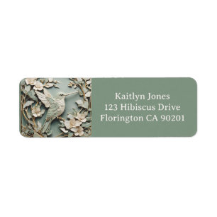 Art Nouveau Hummingbird Bird Dusty Sage Mint
