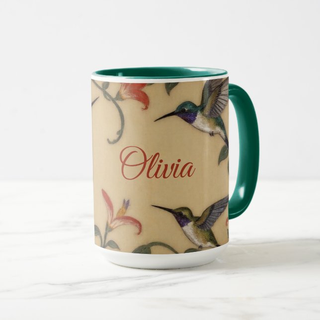 Art Nouveau Hummingbird Mug (Front Right)