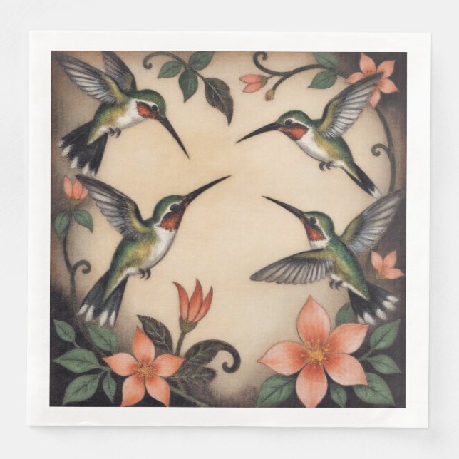 Art Nouveau hummingbird Napkin (Front)